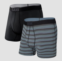 Saxx Quest Quick-Dry Mesh Boxer Brief Fly - 2 Pack - Sunrise Stripe/Black II